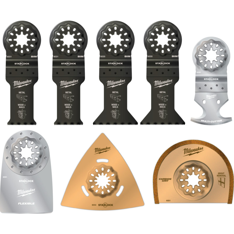 Milwaukee Starlock multitool klingesæt, til renovering, 8 stk.