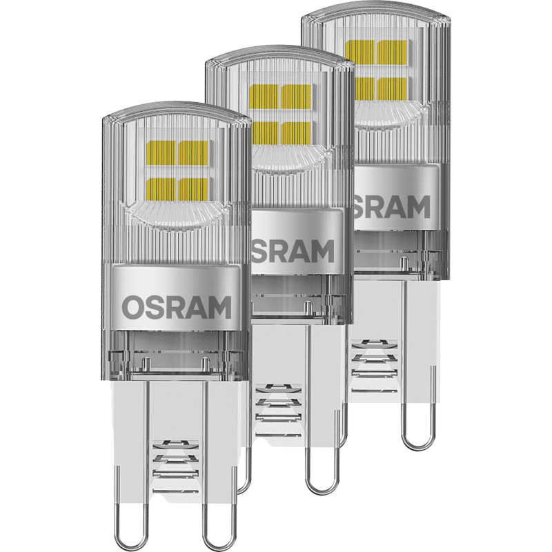 LED Base Special Pin 1,9W 827, 200 lumen, G9, klar, 3-pak - Ledvance