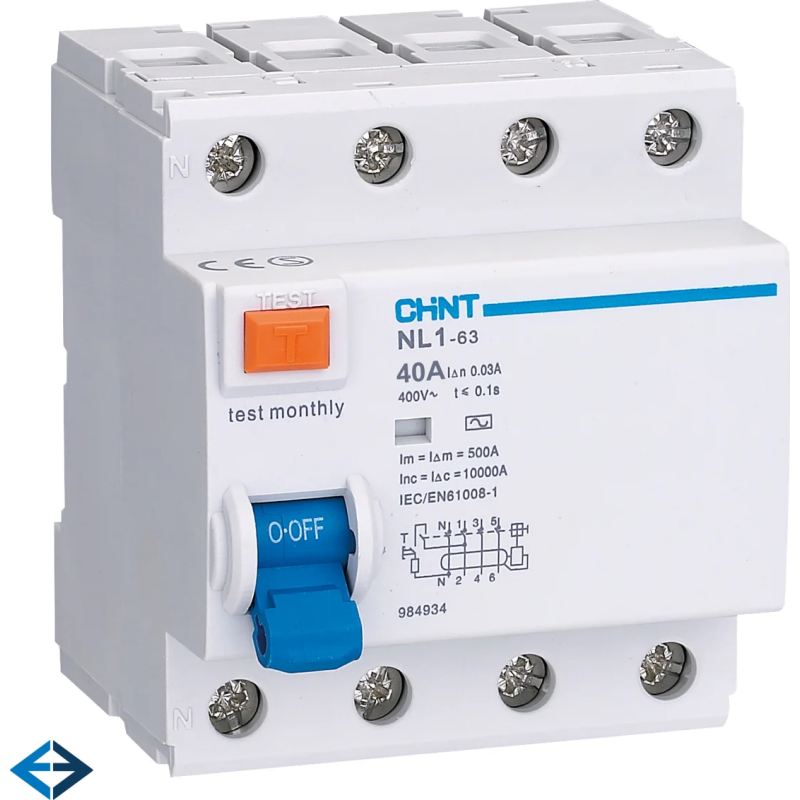 Schneider Chint NL1-63 HPFI-fejlstrømsafbryder 4P 30mA 40A