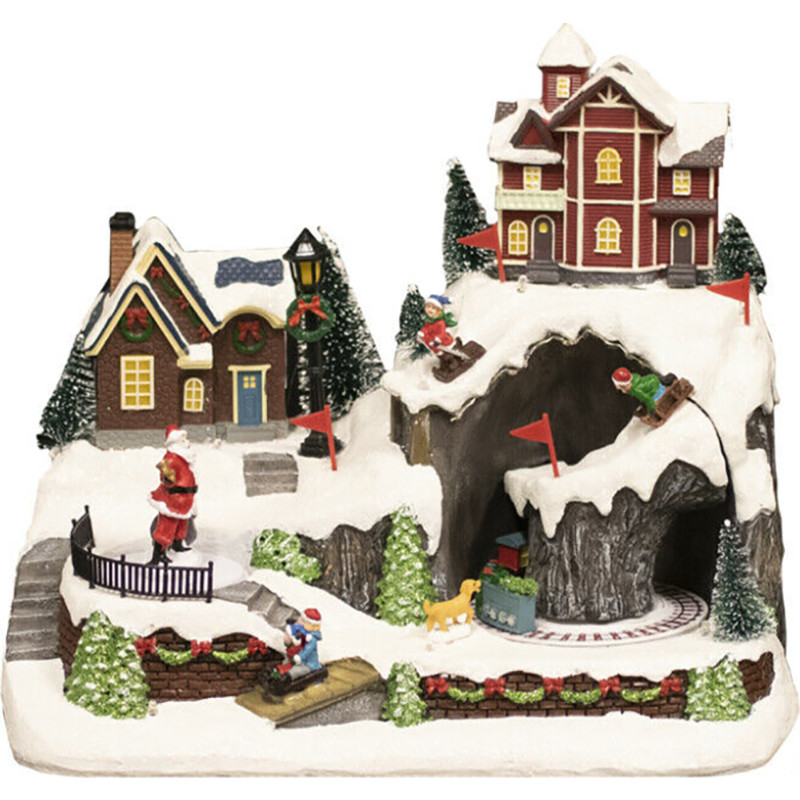Nordic Winter Mountain Town julelandskab