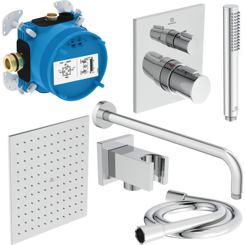 Ideal Standard Ceratherm C100 & EasyBox Brusetermostat Indbygning Sampak (Cube design)