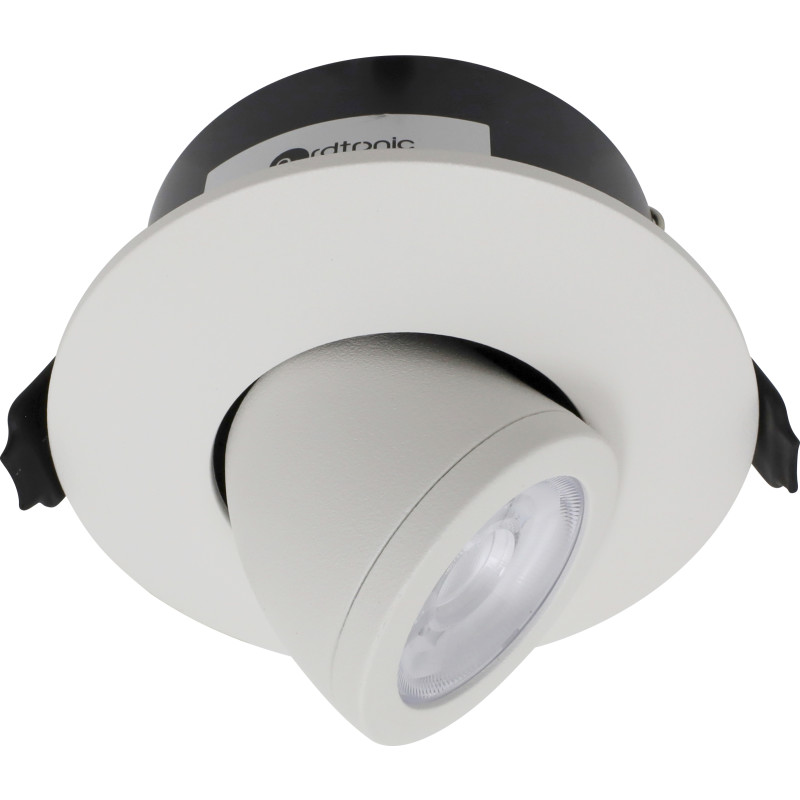 Nordtronic Low Profile Flexible indbygningsspot, kip, Ø7,5 cm, hvid, Ø2700K