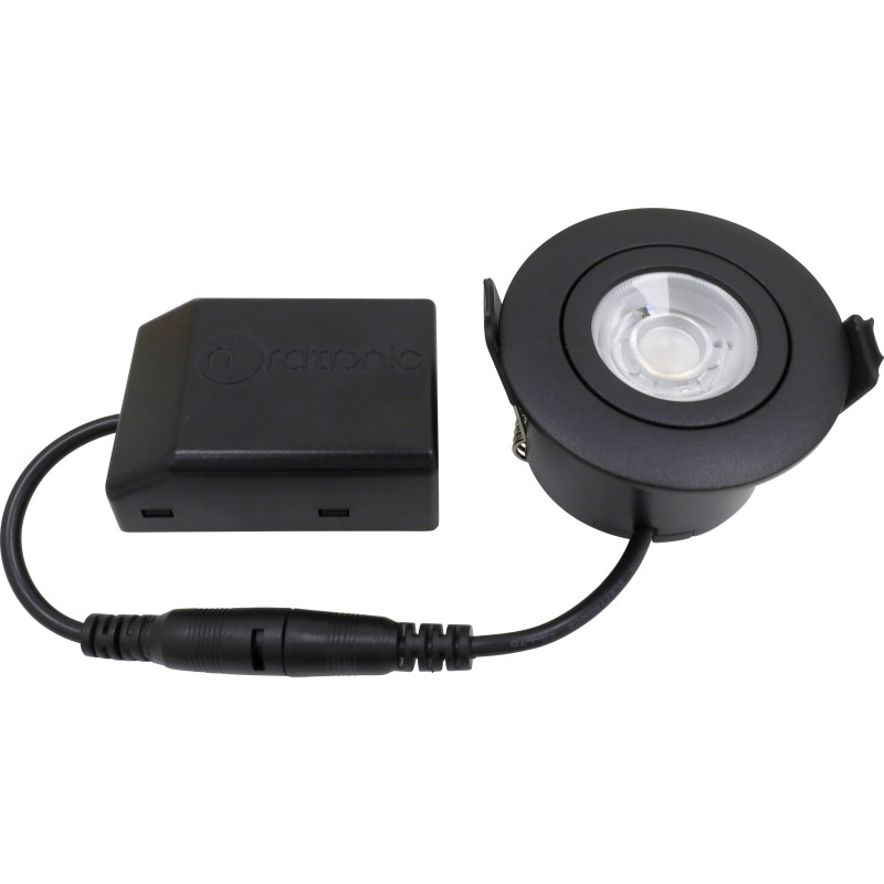 Nordtronic Low Profile Flexible indbygningsspot, Ø5,5 cm, sort, 4000K