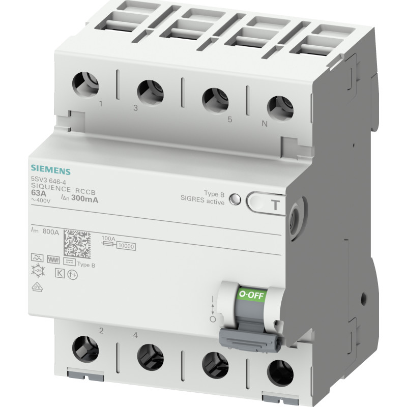 Siemens Hpfi 4-polet type b 40a 30 ma 400vac korttidsforsinke