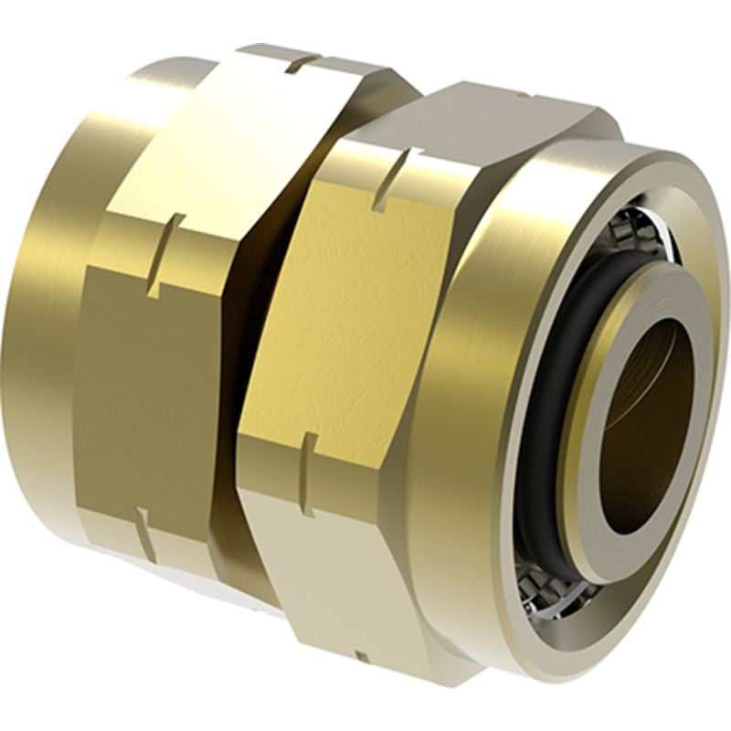 Vatette dubbelmutter, mässing, 12x12mm
