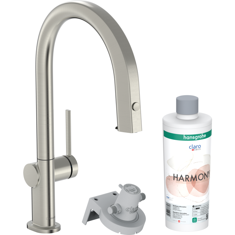 Hansgrohe Aqittura M91 k&ouml;ksblandare, utdragbar pip, filtrerat vatten, st&aring;l