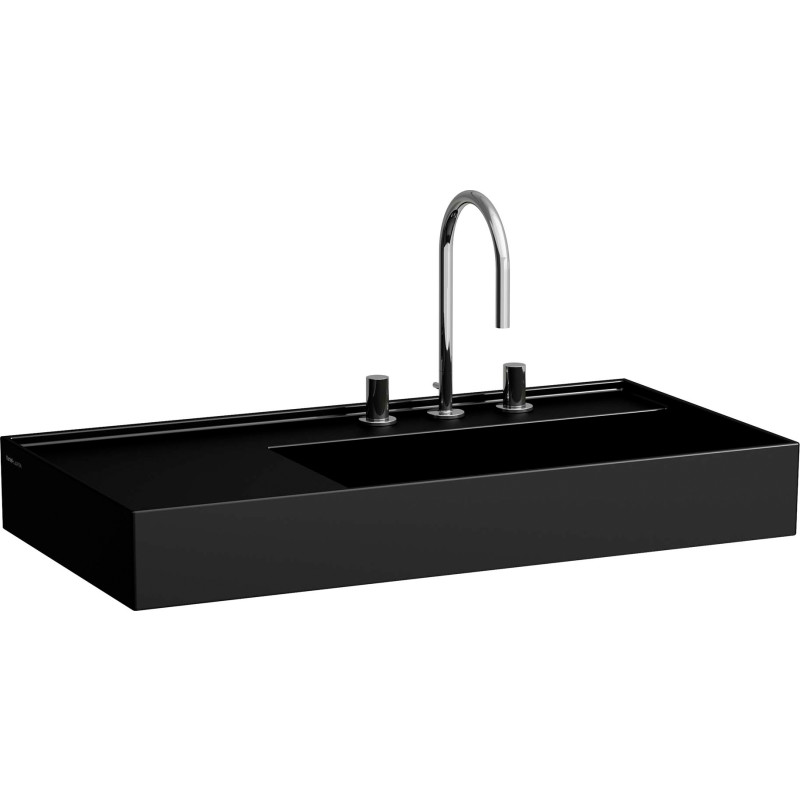 Kartell Laufen tvättställ, 90x46 cm, höger, matt svart