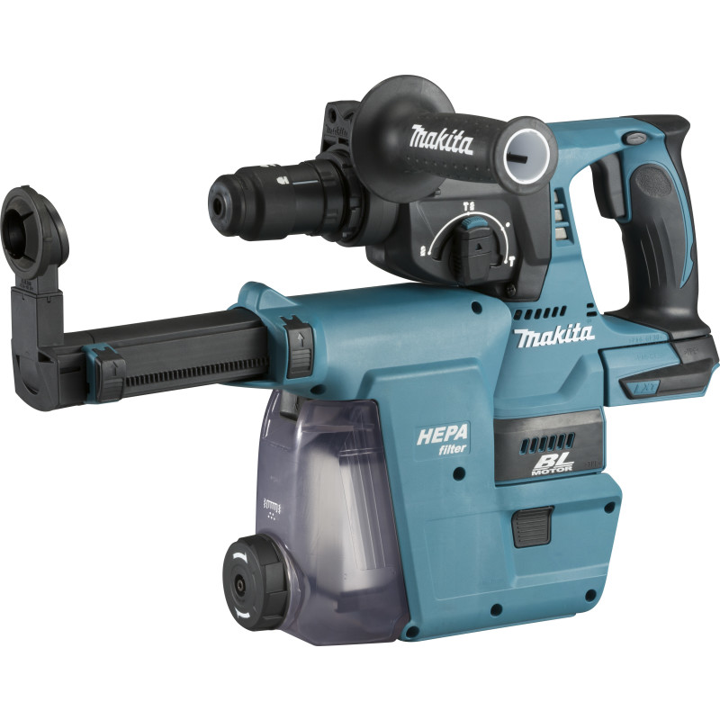 Makita DHR243ZJW Akumuliatorinis perforatorius, 18 V, SDS-PLUS, 2,0J LED, VACUUM, Be akumuliatoriu ir kroviklio! - SOLO