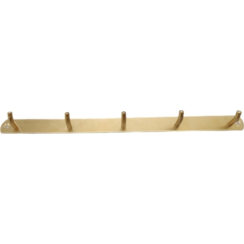 Knagerkke med 5 kroge, messing, 300 mm, 20 mm, blank