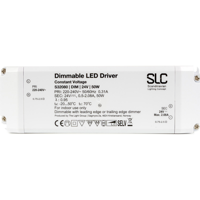 SLC LED driver, 50W, 24VDC, bagkantsdmp, IP20