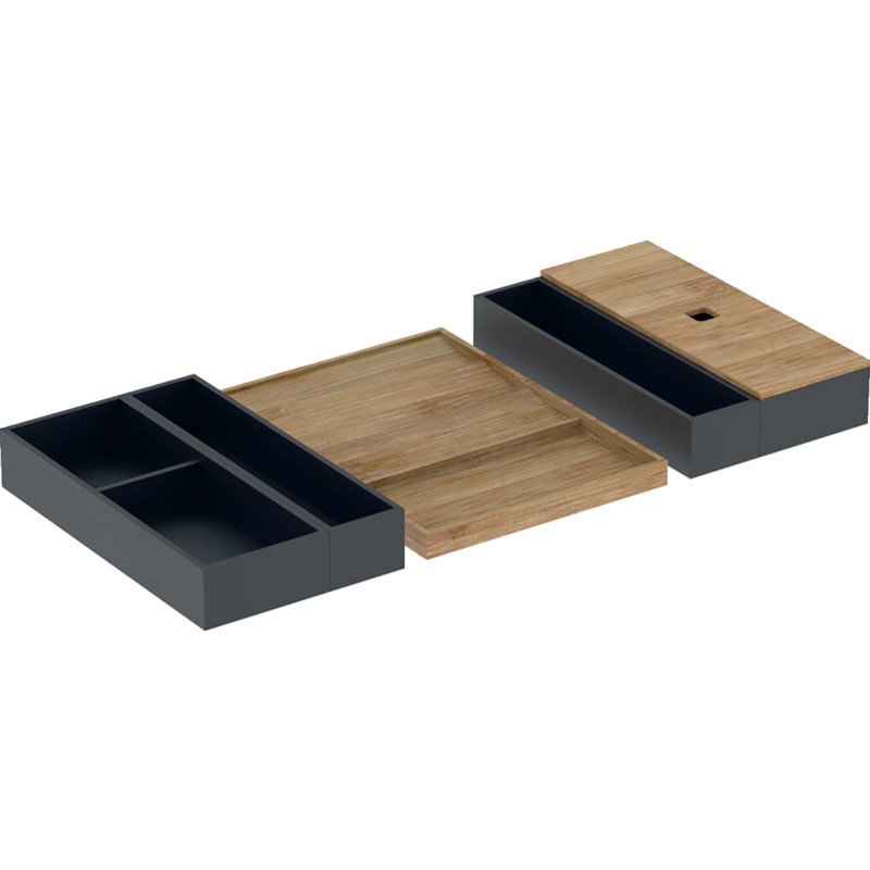 Geberit skuffeindsats, til 75 cm skuffe, bambus/sort