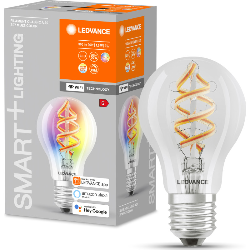 Ledvance Smart+ Wifi E27 standardlampa, f&auml;rg&auml;ndring + vit