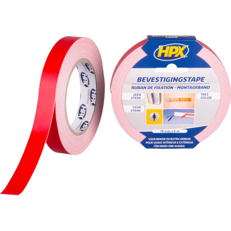 Roliba Spejltape dobbeltklæbbende, 19 mm, 5 meter, hvid