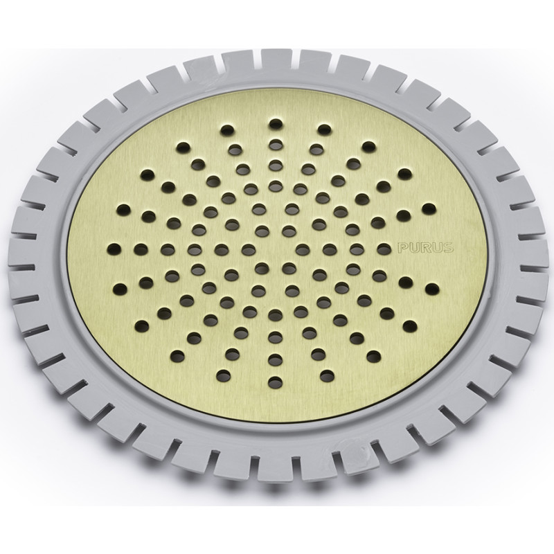 Purus Sun afløbsrist, til microcement, Ø150 mm, messing