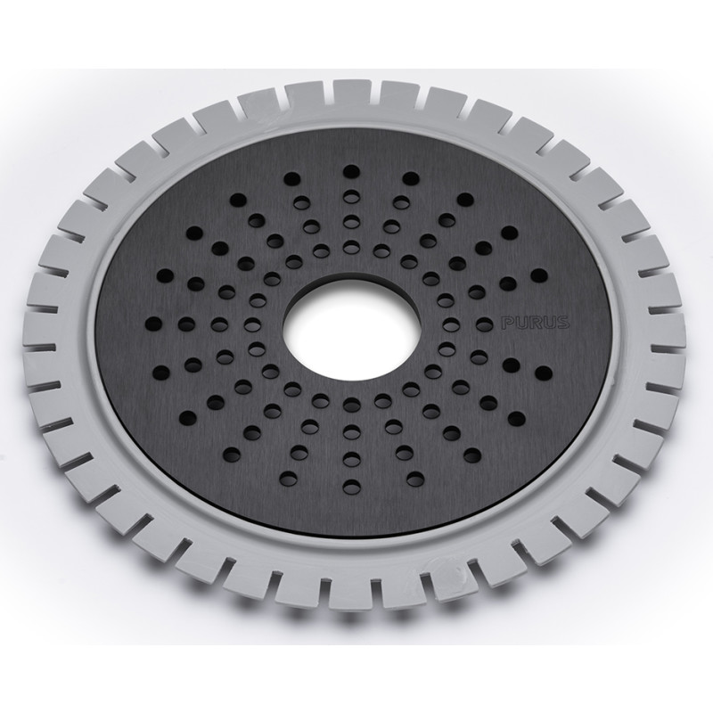 Purus Sun afløbsrist, til microcement, Ø150 mm, sort