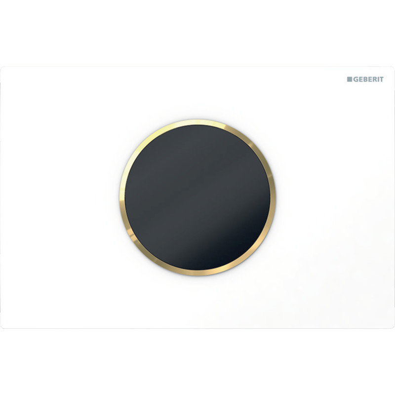 Geberit Sigma 10 Round betjeningsplade, berøringsfri, batteridrift, hvid/guld