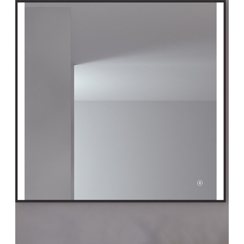 Loevschall Nyborg spegel med belysning, dimbar, touch, 80x75 cm, svart