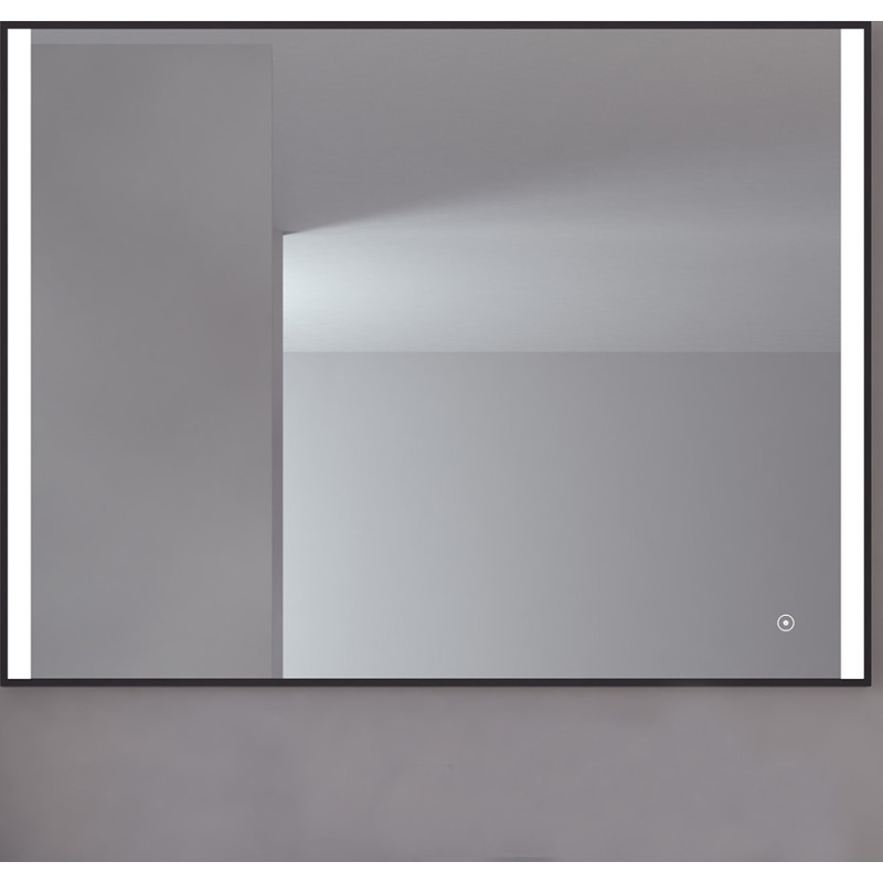Loevschall Nyborg spegel med belysning, dimbar, touch, 100x75 cm, svart