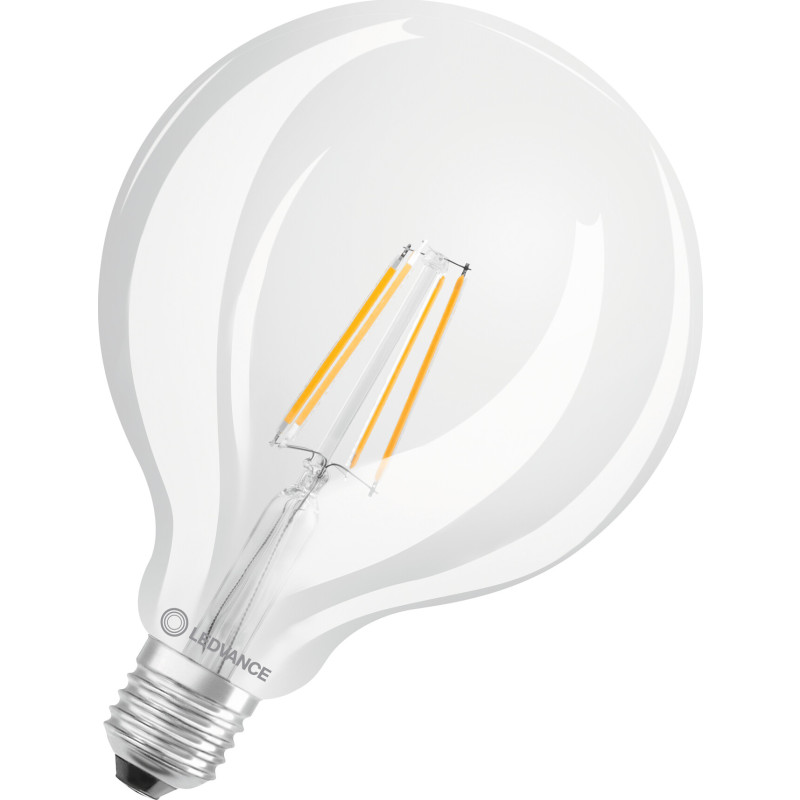 LEDVANCE Classic - LED-filament-lyspære - form: G125 - klar finish - E27 - 4 W (tilsvarende 40 W) - klasse E - varmt hvidt lys - 2700 K