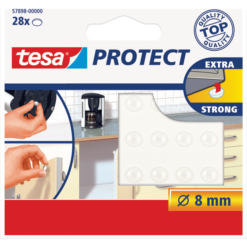 Tesa Protect dämpare, Ø8 mm, 28-pack, transparent