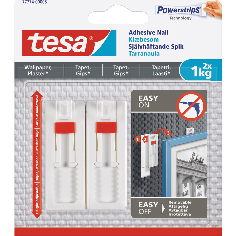 tesa® justerbart klæbesøm til tapet og gips (1 kg), 2 stk.