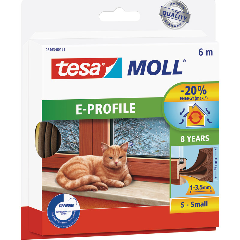 tesamoll® gummitætningsliste E-profil 6mx9mmx4mm brun