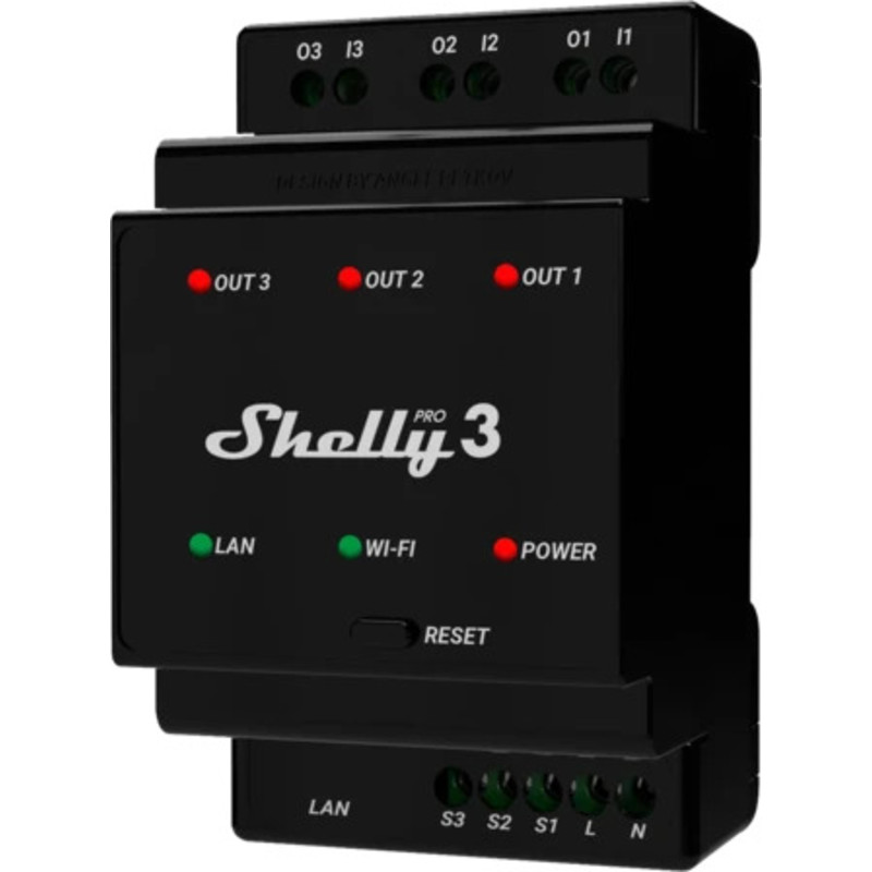 Shelly Pro 3 kontaktsæt, wifi relæ
