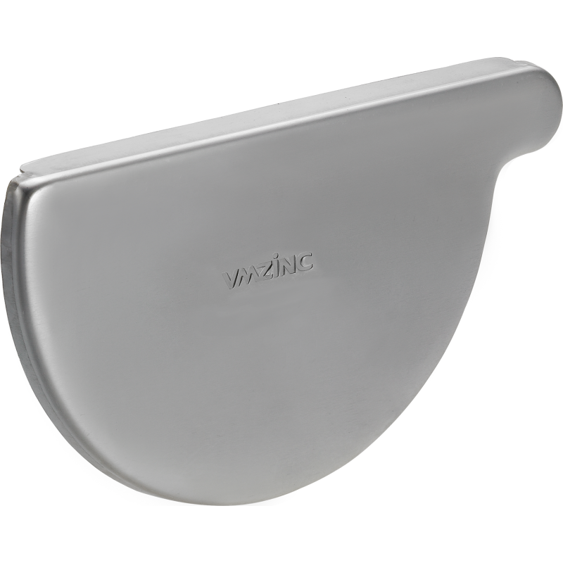 VMzinc endebund nr. 10, 250 mm, venstre, til halvrund tagrende, zink