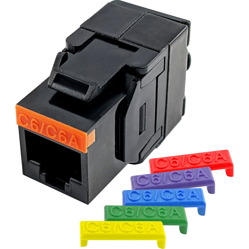 Simply45 RJ45 Keystone konnektor, CAT6A/6, uskærmet, sort