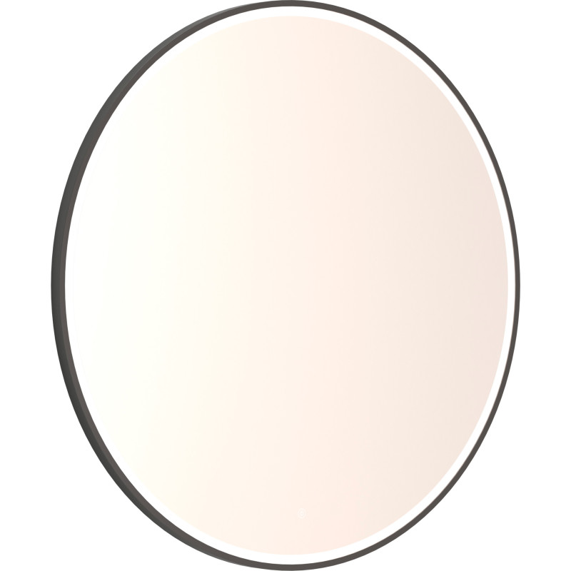Dansani Mido+ Shine spegel med belysning, dimbar, Ø90 cm, svart