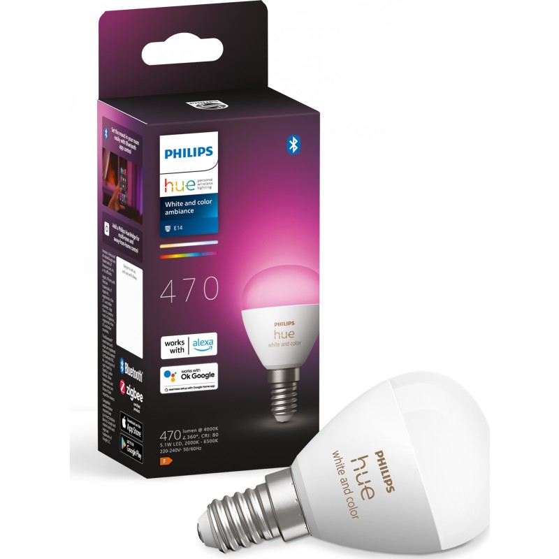 Philips Hue White Color Ambiance E14 klotlampa, 2000K-6500K, 5,1W