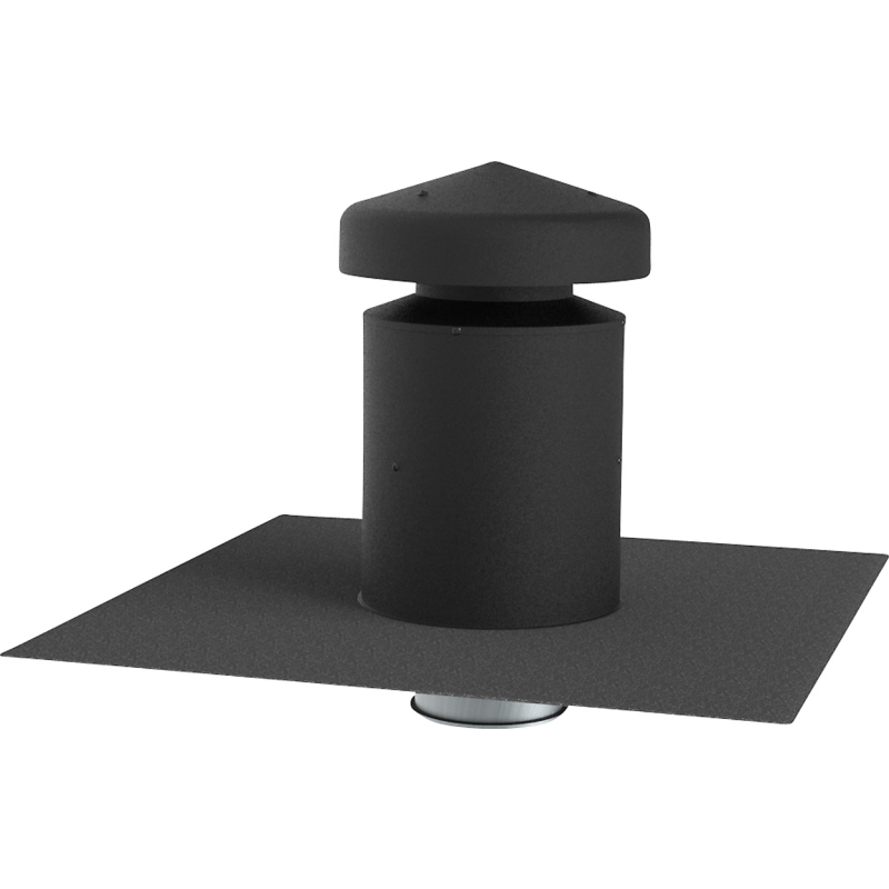 Fixnordic ventilationshætte, Ø160 mm, integreret tagpap, 50 mm isolering, sort