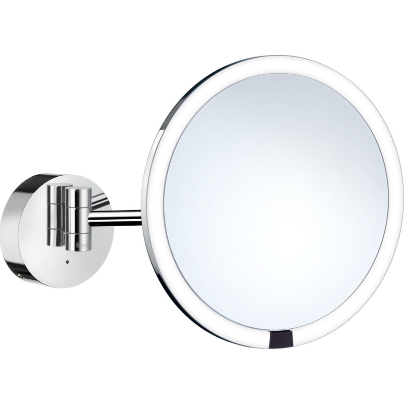 Make-up spejl med LED-lys, genopladeligt batteri, 7x forstrrelse, vgmontering, krom, 215 mm - Smedbo