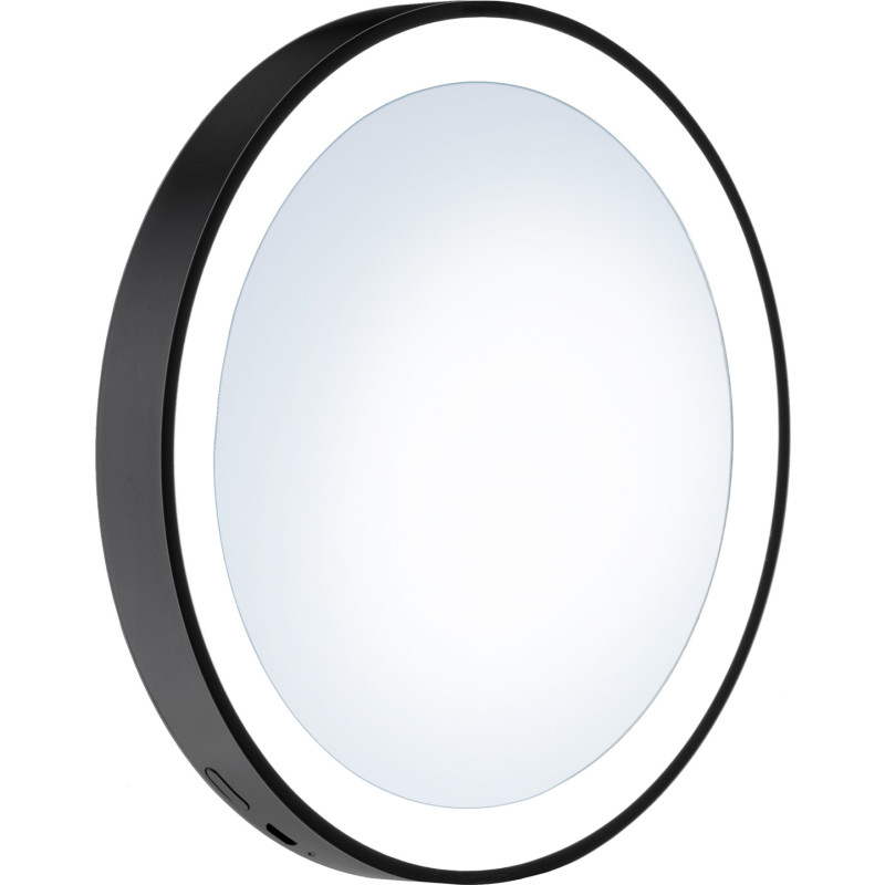 4 stk Smedbo Outline Lite makeup spejl med lys, Ø13 cm, mat sort