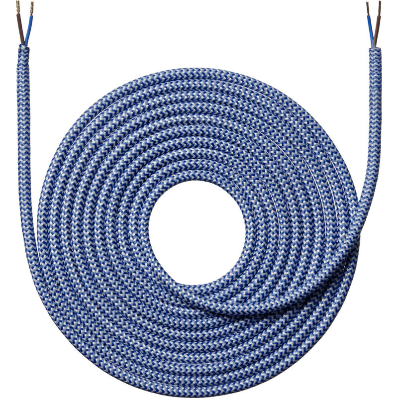 Nielsen Light stofledning, 2x0,75 mm ², 4 meter, zigzag mørkeblå