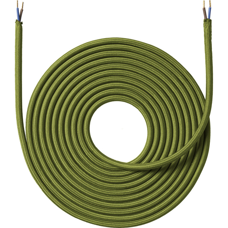 Nielsen Light stofledning, 2x0,75 mmÂ², 4 meter, olivengrøn