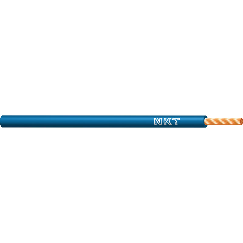 NKT Installationsledning, halogenfri 1x6mm² NOVL lyseblå 450/750V ring, kabeldiameter 5,2mm - (50 meter)