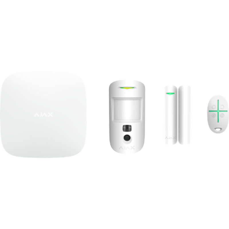 Ajax StarterKit Cam Plus, Hvid, Jeweller (trådløs), SMS, 868 MHz, RF trådløst, Jeweller (trådløs)