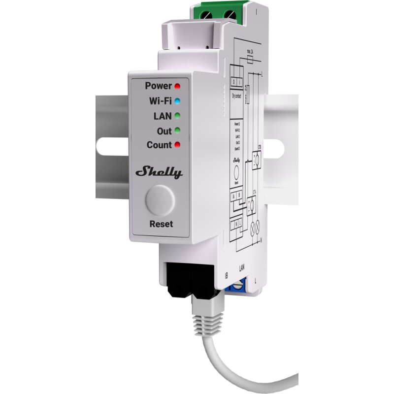 Shelly Pro energimåler, 1 fase, 2 x 50A