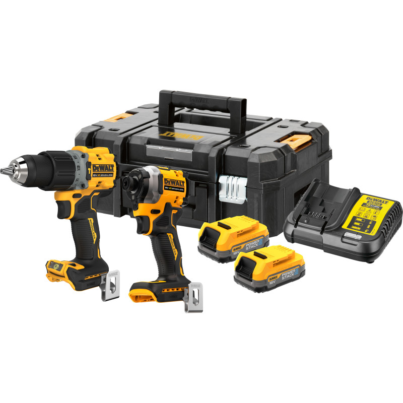 Dewalt 18V XR Kombisæt med slagskruetrækker, slagboremaskine, 2 POWERSTACK batterier – DCK2050E2T-QW