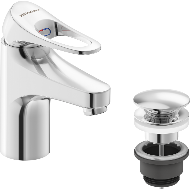Mora FMM 9000xe håndvaskarmatur+klik koldstart. G3/8 med bundventil - Krom
