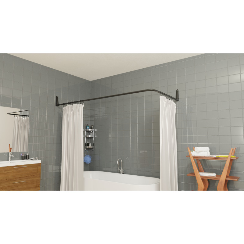 Van Der P Erica 2000 badeforhængsstang, 90x90 cm, sort