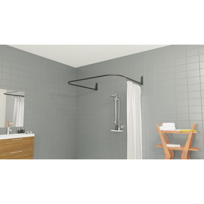 Van Der P Erica 2000 badeforhængsstang, 85x95x85 cm, sort