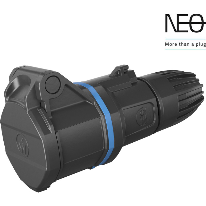 Walther CEE-mellemled Neo, 16 A, 3P, 230 V, blå, 6H, skrueklemme, IP54