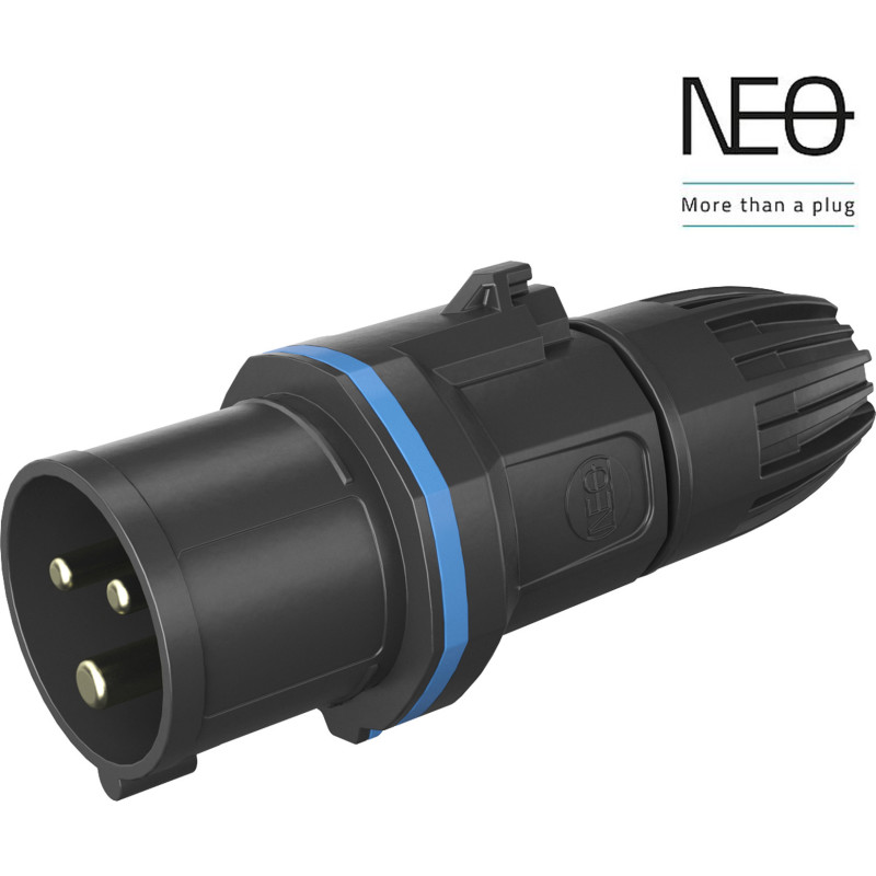 CEE Stikprop Neo 16A 3P 230V blå, 6H med skrueklemme, IP54