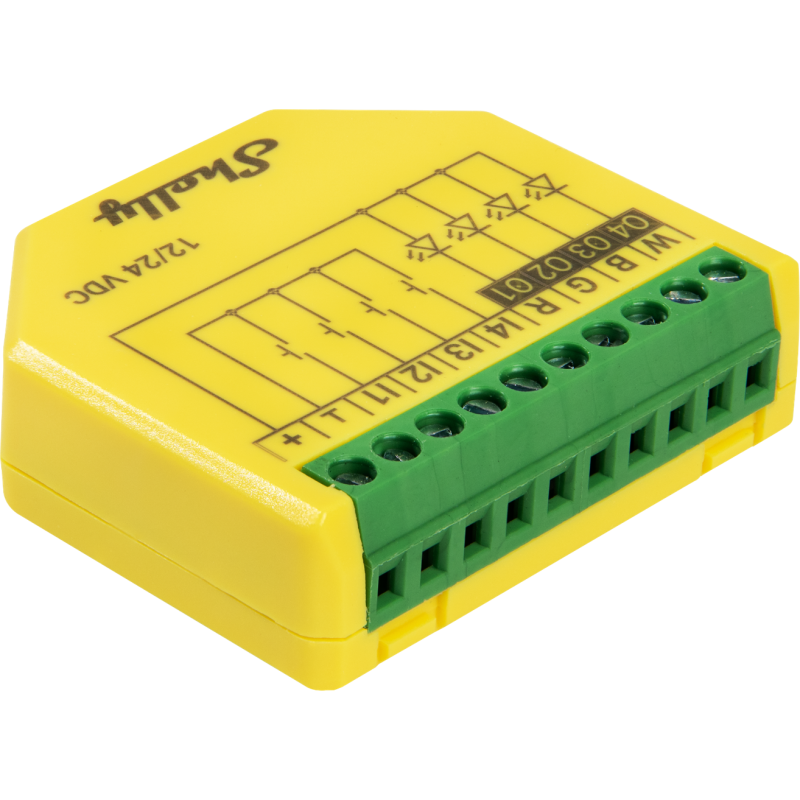 Shelly Plus RGBW PM, Wifi, 12/24V styring til led bnd med effektmling