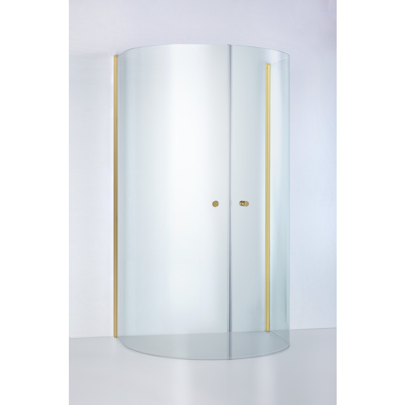 Brasta Ada hörndusch, 93x80 cm, klart glas, guld profil