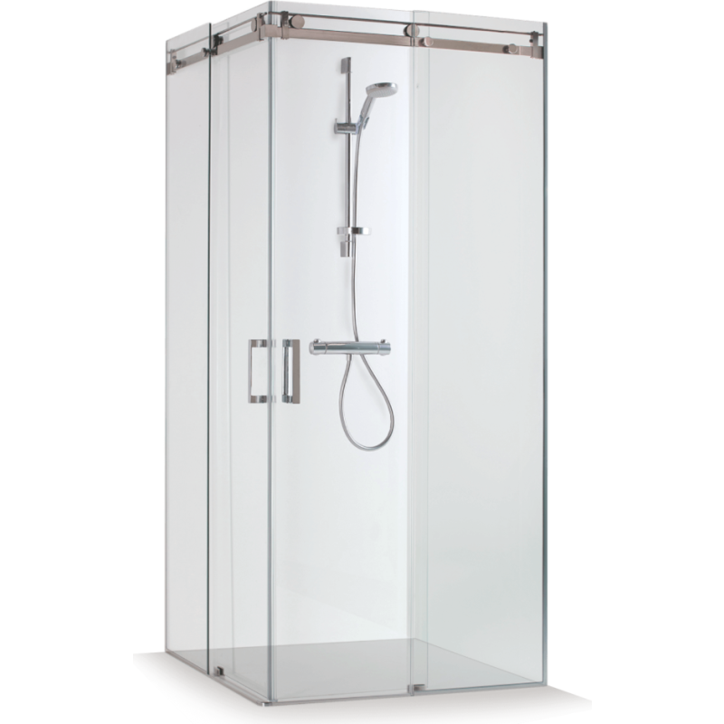 Brasta Vesta hörndusch, 88x88 cm, klart glas, svart profil