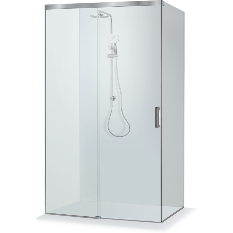 Brasta Milda Soft hörndusch, 119x79,8 cm, klart glas, krom profil
