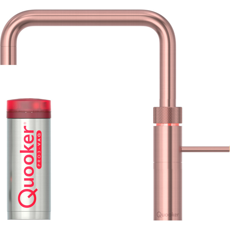 Quooker Fusion Square Pro3 køkkenarmatur, kogende vand, rosa kobber